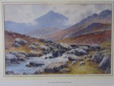 WARREN WILLIAMS ARCA watercolour - 'Ye Old Scab Bridge near Capel Curig' with grazing sheep, signed,