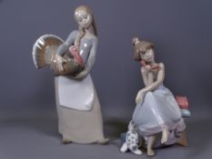 LLADRO BOXED FIGURE - A girl on a phone and another Lladro figure