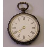 LADY'S SILVER ENCASED KEYWIND FOBWATCH, Birmingham 1885, having a white dial with Roman numerals and