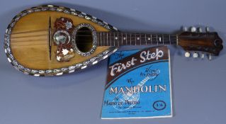 F DE MUREDA, Napoli vintage mandolin and 'The First Step How to Play' book by Mario De Pietro