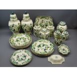 MASONS CHARTREUSE ASSORTMENT including plates, a pair of lidded vases, ginger jars ETC