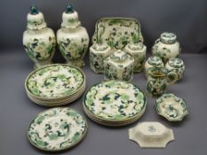 MASONS CHARTREUSE ASSORTMENT including plates, a pair of lidded vases, ginger jars ETC