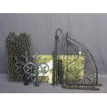 WROUGHT IRON & CAST GARDEN METALWARE and four reconstituted stone panels