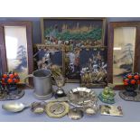 MIXED COLLECTABLES including cast iron bookends, framed Japanese prints, Marcus Designs 'Knights