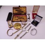 MIXED JEWELLERY, WATCHES & COLLECTABLES including 9ct gold paste set and other dress rings, two