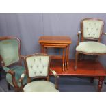 ANTIQUE STYLE FURNITURE PARCEL, five items to include a rectangular top mahogany effect coffee