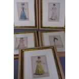 VICTORIAN FASHION PRINTS (5) in modern frames, 17.5 x 10.5cms