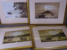 TERRY BAILEY prints (4) - calming boating related scenes, signed in pencil, 22.5 x 31cms