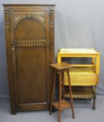 VINTAGE & MID-CENTURY FURNITURE PARCEL, four items including a single door hall robe with carved
