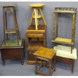 VINTAGE & LATER SMALL/OCCASIONAL FURNITURE, seven pieces including an oak single door, single drawer
