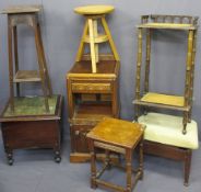 VINTAGE & LATER SMALL/OCCASIONAL FURNITURE, seven pieces including an oak single door, single drawer