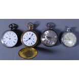 POCKET WATCHES - two silver, a yellow metal and another