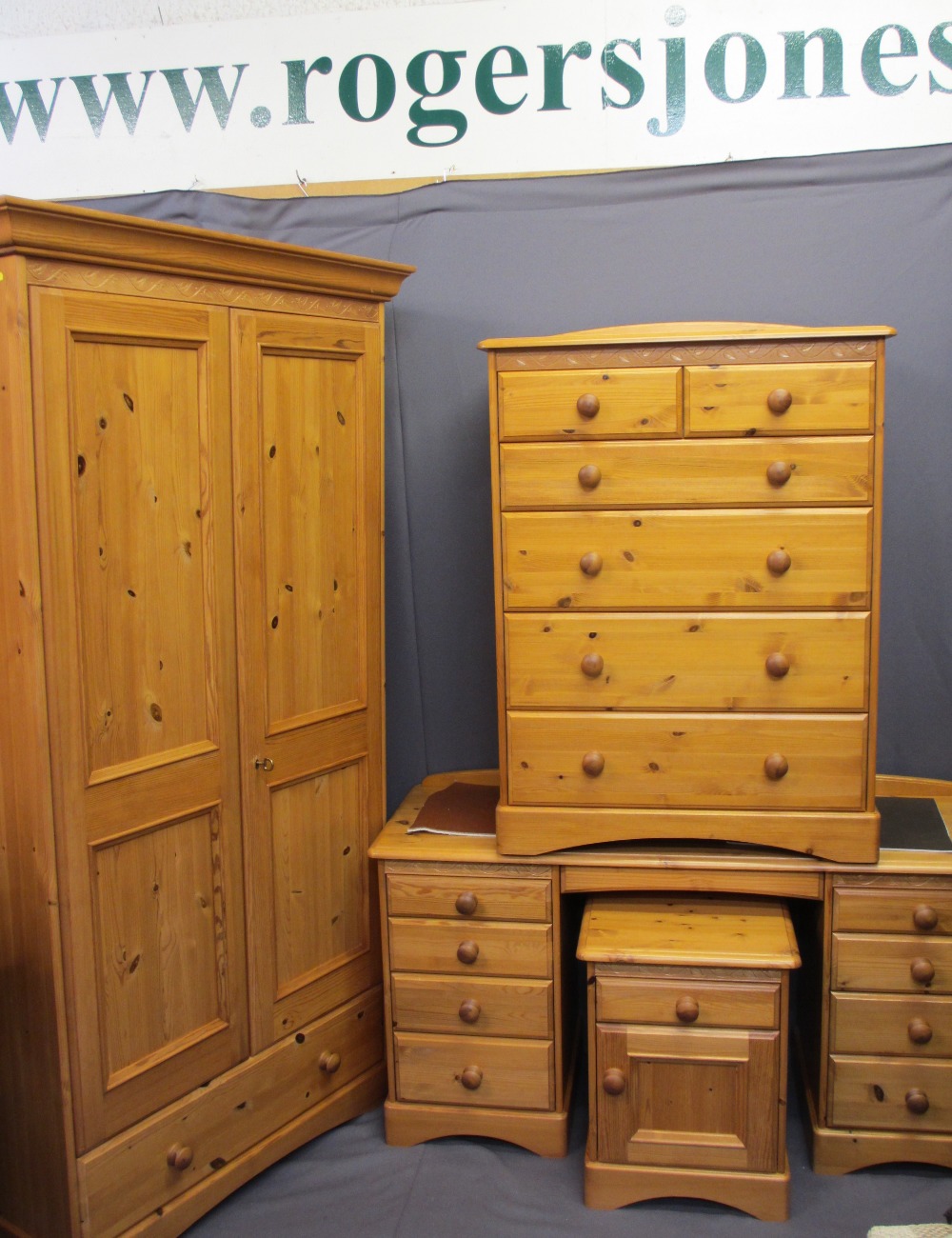 MODERN PINE FOUR PIECE BEDROOM SUITE, retailed by Marks & Spencers, consisting of a two-door