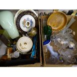 MIXED POTTERY, PORCELAIN, GLASSWARE & HOUSEHOLD GOODS (within two boxes)