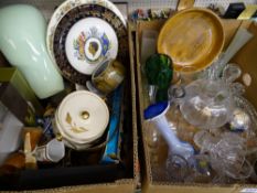 MIXED POTTERY, PORCELAIN, GLASSWARE & HOUSEHOLD GOODS (within two boxes)