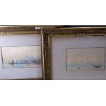 WATERCOLOURS - a pair of Venetian scenes, 12 x 19cms, blind stamped 'E S K' within an oval