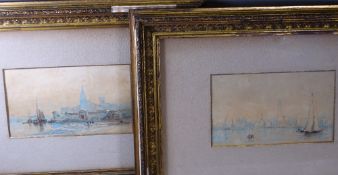 WATERCOLOURS - a pair of Venetian scenes, 12 x 19cms, blind stamped 'E S K' within an oval