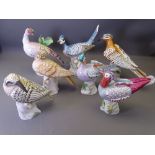 CROWN STAFFORDSHIRE HIGHLY DECORATIVE BONE CHINA BIRD FIGURINES painted by W R Tipton & M Doubell