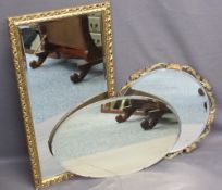 THREE VINTAGE WALL MIRRORS, 83 x 44cms, 40.5 x 65cms and 52cm diameter measurements