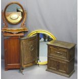 VINTAGE FURNITURE PARCEL, five items to include a gilt framed wall mirror with bevelled edge