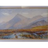 ATTRIBUTED TO DAVID COX JUNIOR watercolour - 'In the Ogwen Valley' with figures and ponies in the
