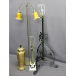 VINTAGE STANDARD & TABLE LAMPS (4) including a wrought iron example, ex 'rise and fall' now
