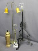 VINTAGE STANDARD & TABLE LAMPS (4) including a wrought iron example, ex 'rise and fall' now