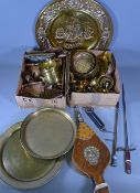 BRASSWARE - ornamental items, fire irons, bellows ETC