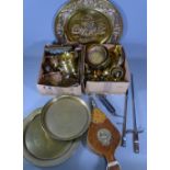 BRASSWARE - ornamental items, fire irons, bellows ETC