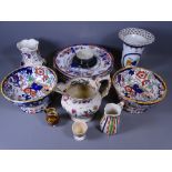 MASONS IRONSTONE PEDESTAL BOWLS, Allerton's serpent handled jug and an assortment of similar china