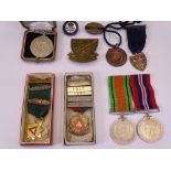 UNMARKED WWII MEDALS, Police, Nursing, Railway Service, Safe Driving Awards with year clips ETC