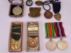 UNMARKED WWII MEDALS, Police, Nursing, Railway Service, Safe Driving Awards with year clips ETC