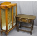 VINTAGE & LATER OAK FURNITURE, two items to include an Art Deco railback two door china display
