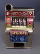 NEVADA LAS VEGAS VINTAGE ONE ARMED BANDIT GAME REPLICA, battery operated, 28cms H