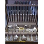 MAPPIN & WEBB OAK CASED CANTEEN OF KINGS PATTERN CUTLERY, 54 piece