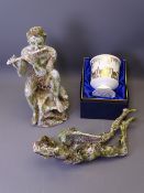 COALPORT COMMEMORATIVE CHALICE and two Studio pottery figurines, the Coalport commemorating The
