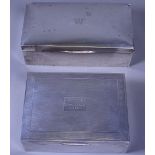 SILVER CIGARETTE BOX - finely preserved, engine turned lid with inscription 'F T R, Economic Affairs