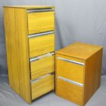 TWO MODERN LIGHT WOOD EFFECT FILING CABINETS including a four-drawer example locking with key,