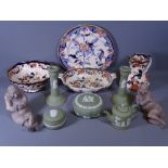 MASONS MANDALAY PEDESTAL BOWL, JUG, also Masons Java bowl and Cathay plate. Wedgwood Jasperware