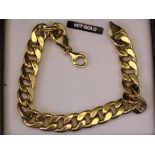 LOT WITHDRAWN - 9CT GOLD FLAT CURB LINK BRACELET, 10.6grms, 20cms overall L