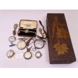 9CT GOLD CASED & OTHER LADY'S WRISTWATCHES, silver pocket watch, nurse's watches ETC contained in