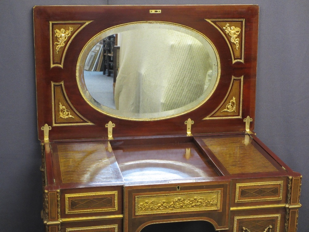 LOUIS XVI STYLE KINGWOOD, INLAID & GILT ORMOLU WRITING DESK, the gilt brass rectangular top with - Image 2 of 12