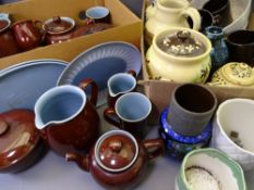 DENBY, YOUGHAL, AUSTRIAN & OTHER STONEWARE, DECORATIVE & HOUSEHOLD POTTERY (within two boxes)