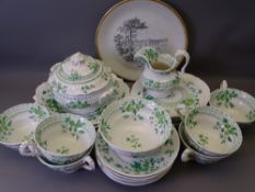 VICTORIAN 23 PIECE TEASET in green floral transfer consisting six cups, saucers and side plates,