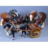 DRAY & SHIRE HORSE PORCELAIN MODELS (5)