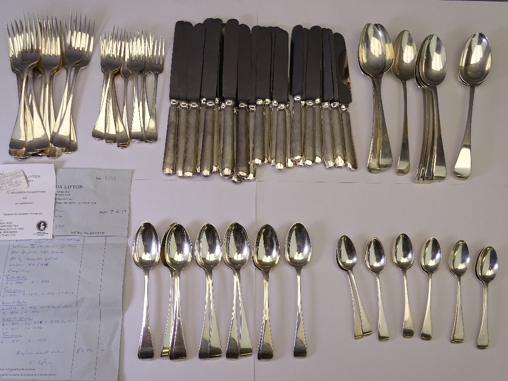 SIXTY PIECE SILVER CUTLERY SET - William IV/Victorian period by William Eaton, the London dates from