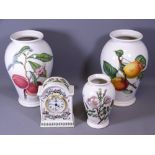 PORTMEIRION POMONA BALUSTER VASES (2), 26cms H, a Botanic Garden vase and mantel clock