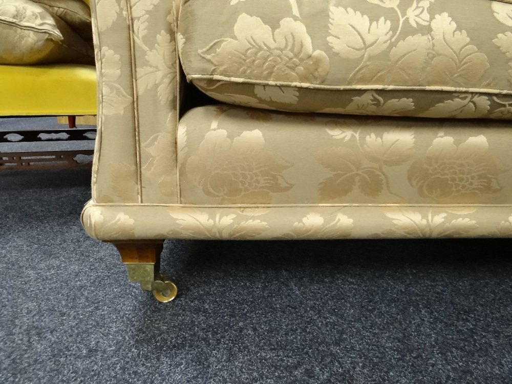 DAVID GUNDRY MEDIUM SOFA, 'Amalfi' model, in dark gold floral damask fabric, 205 x 101 x 81cms - Image 7 of 25