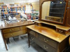 EDWARDIAN MAHOGANY & SATINWOOD CROSSBANDED DRESSING CHEST with gallery back, 107cms wide and