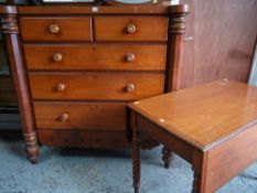 LARGE VICTORIAN WALNUT CHEST fitted two short over three long graduated drawers, outset corners with
